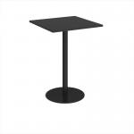 Monza square poseur table with flat round black base 800mm - Black MPS800-K-BK
