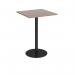 Monza square poseur table with flat round black base 800mm - barcelona walnut