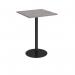 Monza square poseur table with flat round black base 800mm - grey oak MPS800-K-GO