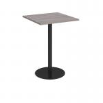 Monza square poseur table with flat round black base 800mm - grey oak MPS800-K-GO