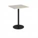 Monza square poseur table with flat round black base 800mm - Light Grey MPS800-K-LG