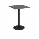 Monza square poseur table with flat round black base 800mm - Onyx Grey MPS800-K-OG