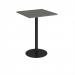 Monza square poseur table with flat round black base 800mm - Onyx Grey MPS800-K-OG