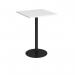 Monza square poseur table with flat round black base 800mm - white MPS800-K-WH