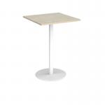 Monza square poseur table with flat round white base 800mm - made to order MPS800-WH