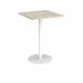 Monza square poseur table with flat round white base 800mm - made to order MPS800-WH