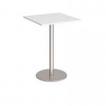Monza square poseur table with flat round white base 800mm - made to order MPS800-WH