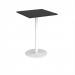 Monza square poseur table with flat round white base 800mm - Black MPS800-WH-BK