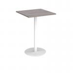 Monza square poseur table with flat round white base 800mm - grey oak MPS800-WH-GO