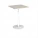 Monza square poseur table with flat round white base 800mm - Light Grey MPS800-WH-LG