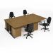 Maestro starter kit for 4 people, comprising of oak desk, black frame, wooden pedestal and Vantage fabric chair with arms in black MSTR-K-O