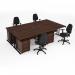 Maestro starter kit for 4 people, comprising of walnut desk, black frame, wooden pedestal and Vantage fabric chair with arms in black MSTR-K-W