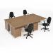 Maestro starter kit for 4 people, comprising of beech desk, white frame , wooden pedestal and Vantage fabric chair with arms in black MSTR-WH-B