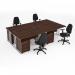 Maestro starter kit for 4 people, comprising of walnut desk, white frame, wooden pedestal and Vantage fabric chair with arms in black MSTR-WH-W