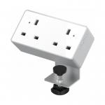 Desktop Power Module 2x 240v UK Sockets Silver White NEB1-WH