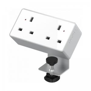 Desktop Power Module 2x 240v UK Sockets Silver White NEB1-WH