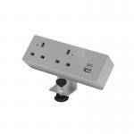 Double Socket 240v with 1x 30W USB-C and 1x 27W USB-A Silver Grey NEB3-G