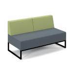 Nera modular soft seating double bench with double back and black frame - elapse grey seat with endurance green back NERA-D-BB-K-EG-EN