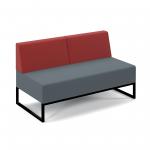 Nera modular soft seating double bench with double back and black frame - elapse grey seat with extent red back NERA-D-BB-K-EG-ER