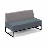Nera modular soft seating double bench with double back and black frame - elapse grey seat with forecast grey back NERA-D-BB-K-EG-FG