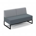 Nera modular soft seating double bench with double back and black frame - elapse grey seat with late grey back NERA-D-BB-K-EG-LG