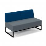 Nera modular soft seating double bench with double back and black frame - elapse grey seat with maturity blue back NERA-D-BB-K-EG-MB