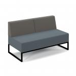 Nera modular soft seating double bench with double back and black frame - elapse grey seat with present grey back NERA-D-BB-K-EG-PG