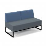 Nera modular soft seating double bench with double back and black frame - elapse grey seat with range blue back NERA-D-BB-K-EG-RB
