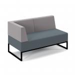 Nera modular soft seating double bench with back and left arm and black frame - elapse grey seat with forecast grey back NERA-D-BBLA-K-EG-FG