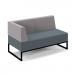 Nera modular soft seating double bench with back and left arm and black frame - elapse grey seat with forecast grey back