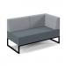 Nera modular soft seating double bench with back and left arm and black frame - elapse grey seat with late grey back