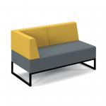 Nera modular soft seating double bench with back and left arm and black frame - elapse grey seat with lifetime yellow back NERA-D-BBLA-K-EG-LY