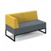 Nera modular soft seating double bench with back and left arm and black frame - elapse grey seat with lifetime yellow back