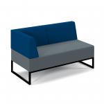Nera modular soft seating double bench with back and left arm and black frame - elapse grey seat with maturity blue back NERA-D-BBLA-K-EG-MB