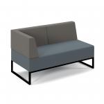 Nera modular soft seating double bench with back and left arm and black frame - elapse grey seat with present grey back NERA-D-BBLA-K-EG-PG