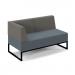 Nera modular soft seating double bench with back and left arm and black frame - elapse grey seat with present grey back