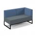 Nera modular soft seating double bench with back and left arm and black frame - elapse grey seat with range blue back