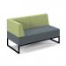 Nera modular soft seating double bench with back and right arm and black frame - elapse grey seat with endurance green back