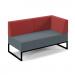 Nera modular soft seating double bench with back and right arm and black frame - elapse grey seat with extent red back