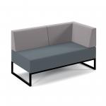 Nera modular soft seating double bench with back and right arm and black frame - elapse grey seat with forecast grey back NERA-D-BBRA-K-EG-FG