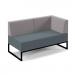 Nera modular soft seating double bench with back and right arm and black frame - elapse grey seat with forecast grey back