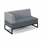 Nera modular soft seating double bench with back and right arm and black frame - elapse grey seat with late grey back NERA-D-BBRA-K-EG-LG