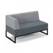 Nera modular soft seating double bench with back and right arm and black frame - elapse grey seat with late grey back