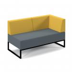 Nera modular soft seating double bench with back and right arm and black frame - elapse grey seat with lifetime yellow back NERA-D-BBRA-K-EG-LY