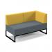 Nera modular soft seating double bench with back and right arm and black frame - elapse grey seat with lifetime yellow back