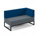 Nera modular soft seating double bench with back and right arm and black frame - elapse grey seat with maturity blue back