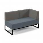 Nera modular soft seating double bench with back and right arm and black frame - elapse grey seat with present grey back NERA-D-BBRA-K-EG-PG