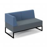 Nera modular soft seating double bench with back and right arm and black frame - elapse grey seat with range blue back NERA-D-BBRA-K-EG-RB
