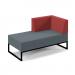 Nera modular soft seating double bench with left hand back and arm and black frame - elapse grey seat with extent red back