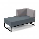 Nera modular soft seating double bench with left hand back and arm and black frame - elapse grey seat with forecast grey back NERA-D-BLA-K-EG-FG